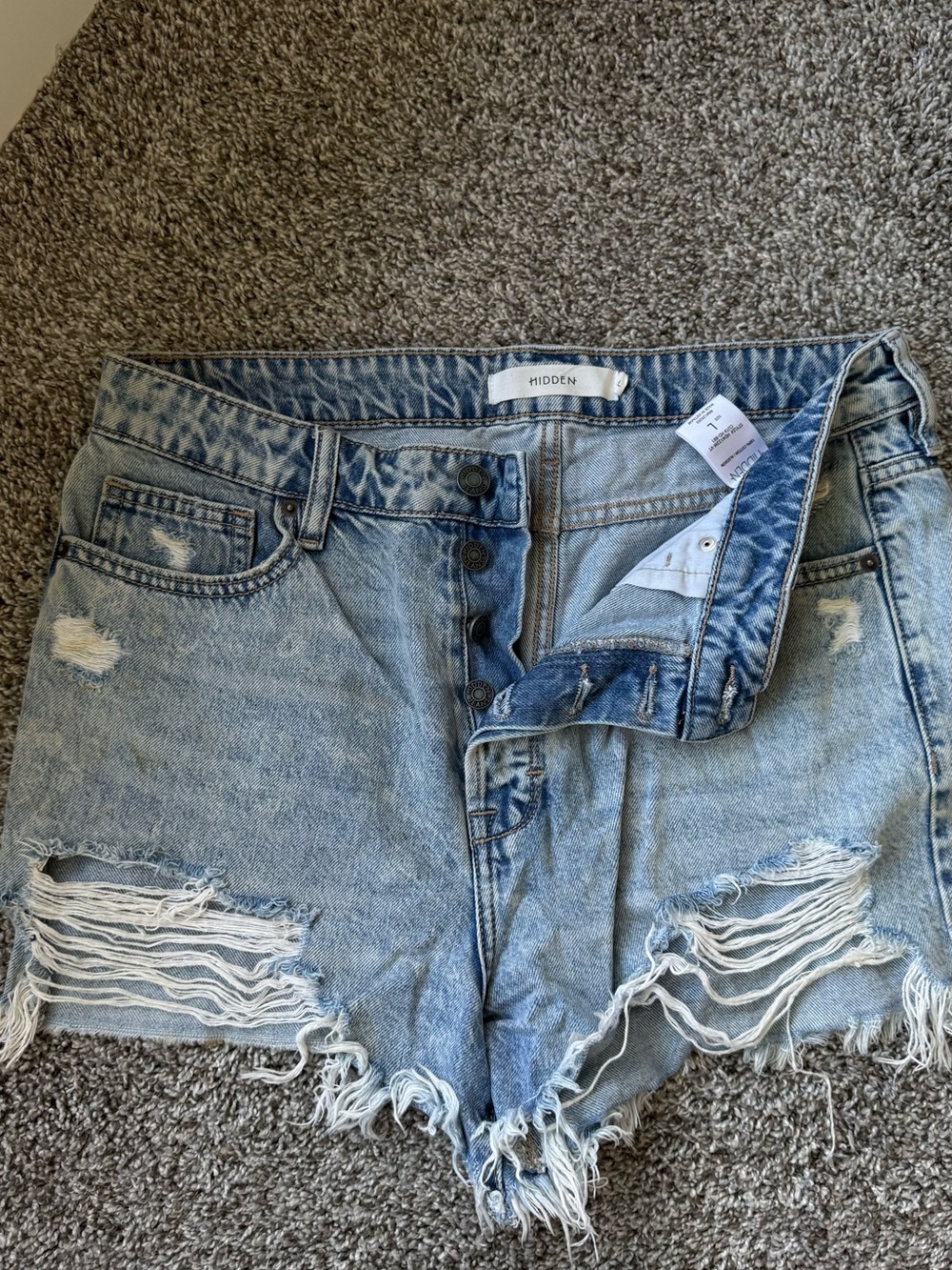 HIDDEN Distressed Light Blue Denim High-Waist Women's Shorts